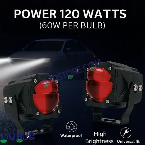 HJG Gorilla Fog with Wiring Harness Kit Combo Dual Lens 120W Gorilla Projector Foglight New Model with Wiring Foglight Ultra Wide Dual Intensity LED Driving Fog Lights White/Yellow 120W Universal For All Cars & Bikes LIU HJG Gorilla Foglight Combo Kit