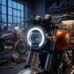 HJG C-325 Alpha 7 Inch Headlight Assembly 128W Projector Ultra Wide Halo Ring C-325 White LED Headlight New Projector Headlight Assembly | 128W CREE/Osram LED Chip Multi DRL Compatible with Royal Enfield, Jeep, Thar, Gypsy