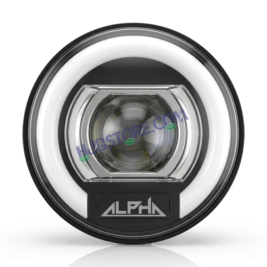 HJG C-325 Alpha 7 Inch Headlight Assembly 128W Projector Ultra Wide Halo Ring C-325 White LED Headlight New Projector Headlight Assembly | 128W CREE/Osram LED Chip Multi DRL Compatible with Royal Enfield, Jeep, Thar, Gypsy