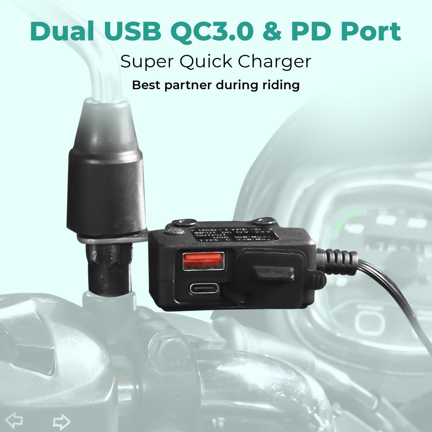 Simtac rapidride duo 51w charger with USB-A & Type-C