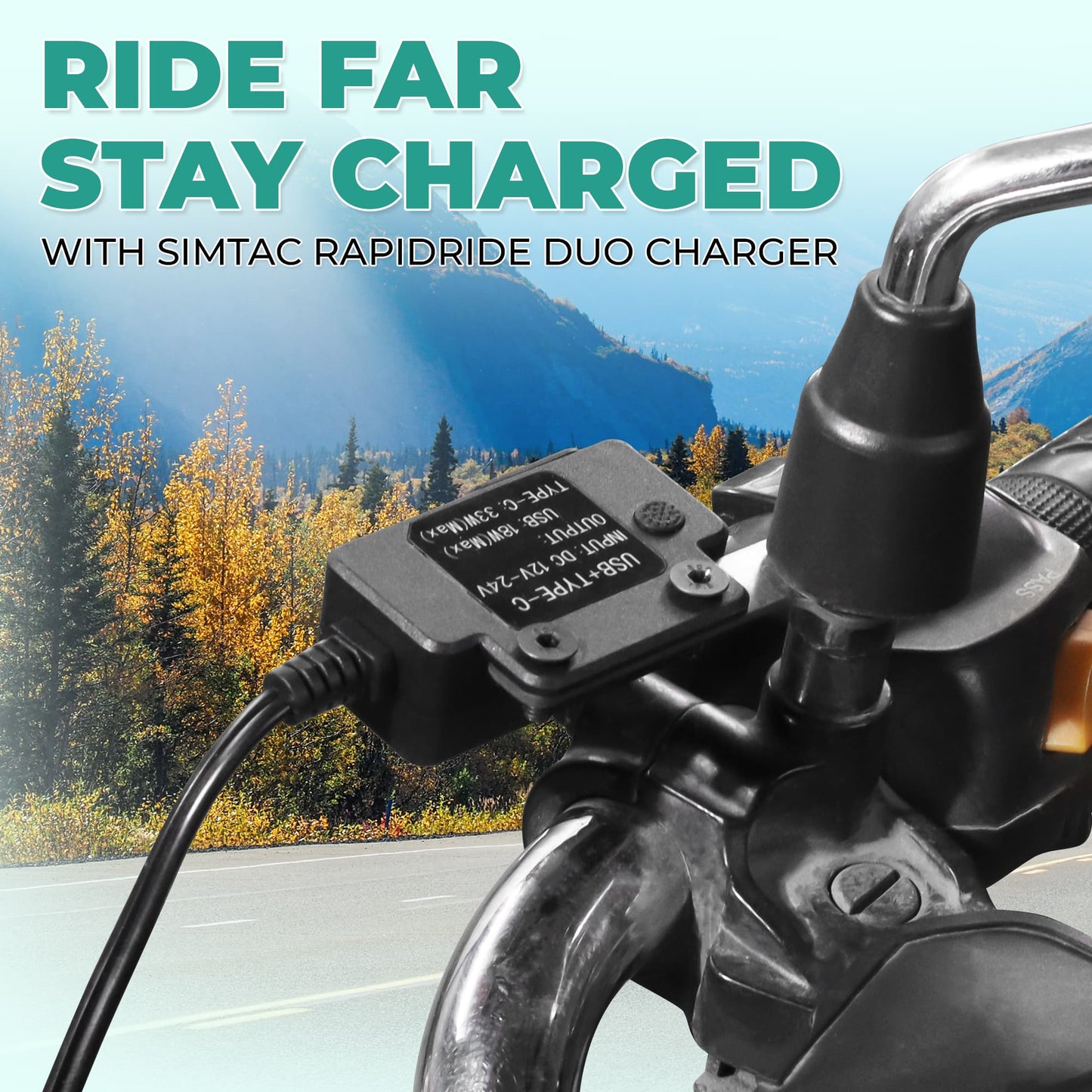 Simtac rapidride duo 51w charger with USB-A & Type-C