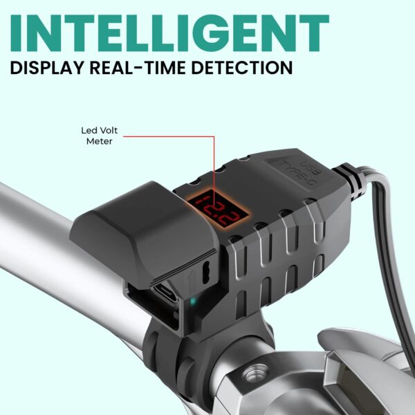 Simtac rapidride pro 51w with USB-A & Type-C charger with voltmeter