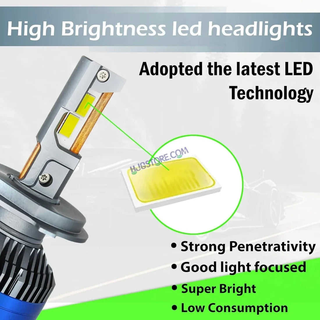HJG 300W 9005/HB3 LED Vehicle Headlight Bulb (2 * 150 WATTS) 2 Pc LED Headlight Bulb 9005/HB3 150W For All Cars (Low and High Beam Bulbs (White) AC/DC 300Watt) - Type 9005/HB3