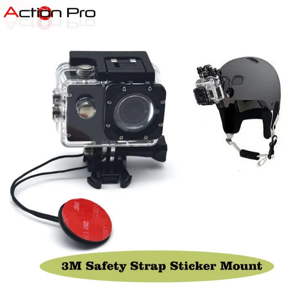 Adhesive Mount-1 x Round & 1 x Flat Mount 3M Round VHB Sticky Pads with Insurance Tethers Straps Compatible With Gopro Hero 13/12/11/10/9/8/7/6/5/4/3+/3/2/1/Insta 360/Yi/4K/Eken Action Cameras