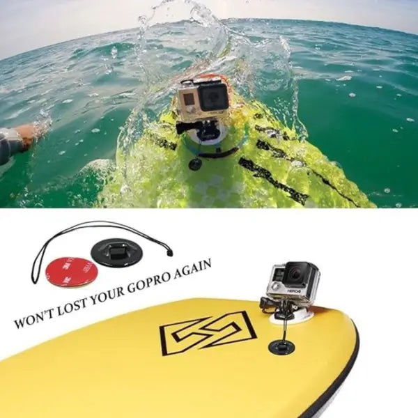 Adhesive Mount-1 x Round & 1 x Flat Mount 3M Round VHB Sticky Pads with Insurance Tethers Straps Compatible With Gopro Hero 13/12/11/10/9/8/7/6/5/4/3+/3/2/1/Insta 360/Yi/4K/Eken Action Cameras