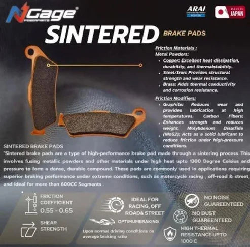 NGage Sintered Brake Pad (Front) For Suzuki V Strom 250SX- HBS 089 - N-Gage Powerparts