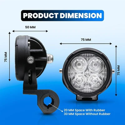 VK460   40W   x   2   Motorcycle   Fog   Light   Auxiliary   LED   Light   Set   |   High   Brightness   CNC   Switch   &   Wiring   Harness   |   Universal   Fit   Waterproof   Bike   Driving   Lights   (Pack   of   2)