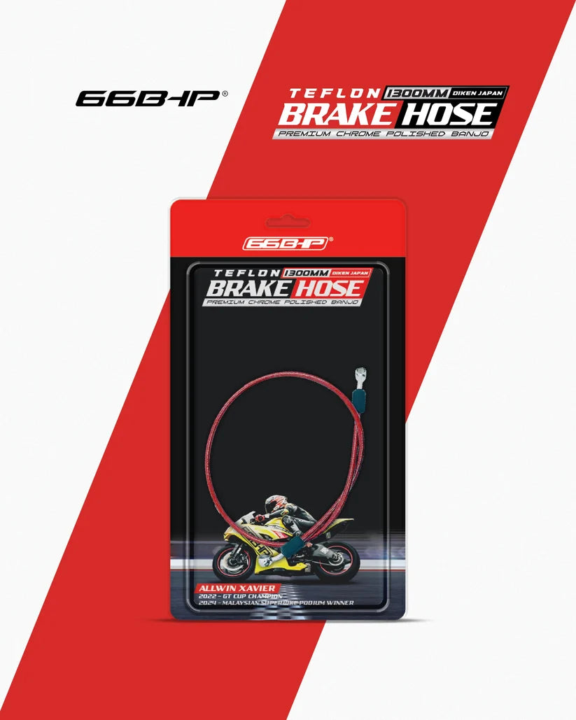 Teflon Brake Hose (Diken Japan) with Premium Chrome Polished Banjo - 66BHP
