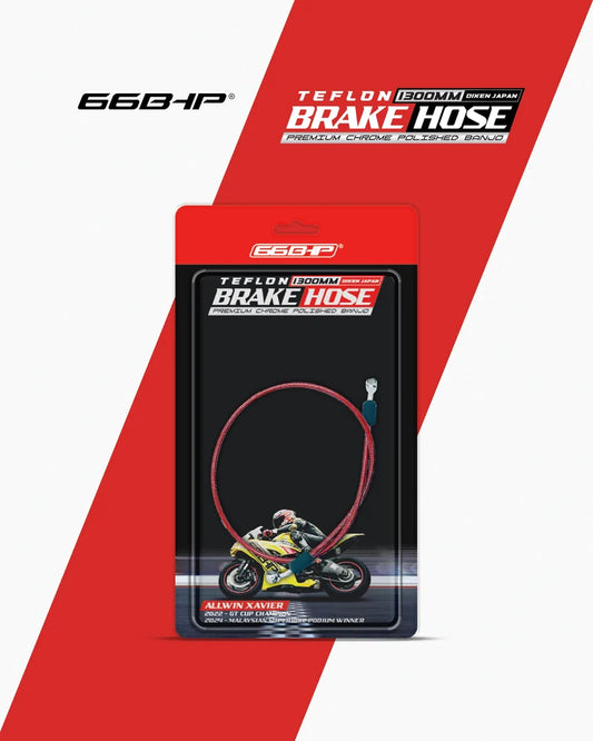 Teflon Brake Hose (Diken Japan) with Premium Chrome Polished Banjo - 66BHP