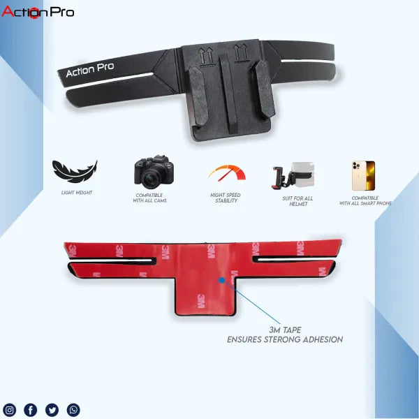 Helmet 3M Chin Mount Strap Set Compatible with All Smartphones GoPro-13/12/11/10/9/8/7/6/5/4/SJCAM/DJI Osmo and All Action Cameras