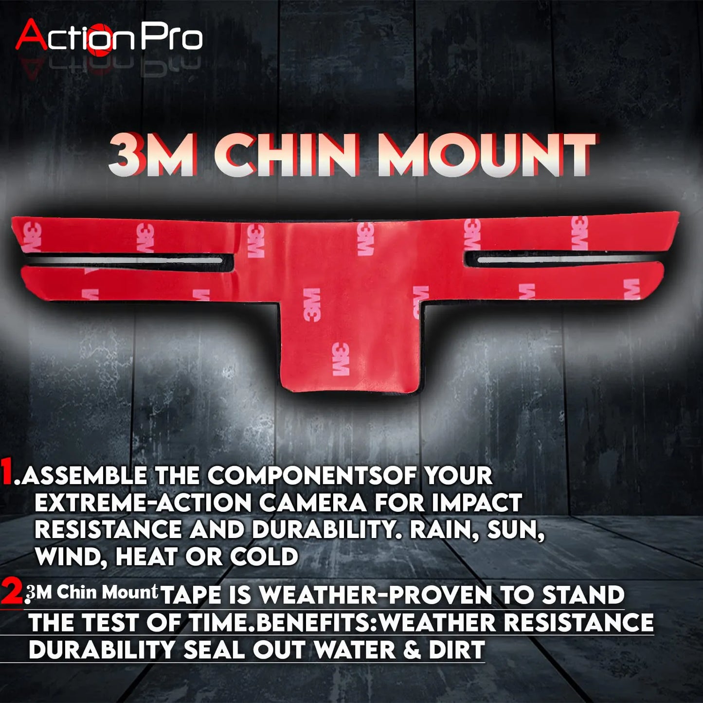 Helmet 3M Chin Mount Strap Set Compatible with All Smartphones GoPro-13/12/11/10/9/8/7/6/5/4/SJCAM/DJI Osmo and All Action Cameras