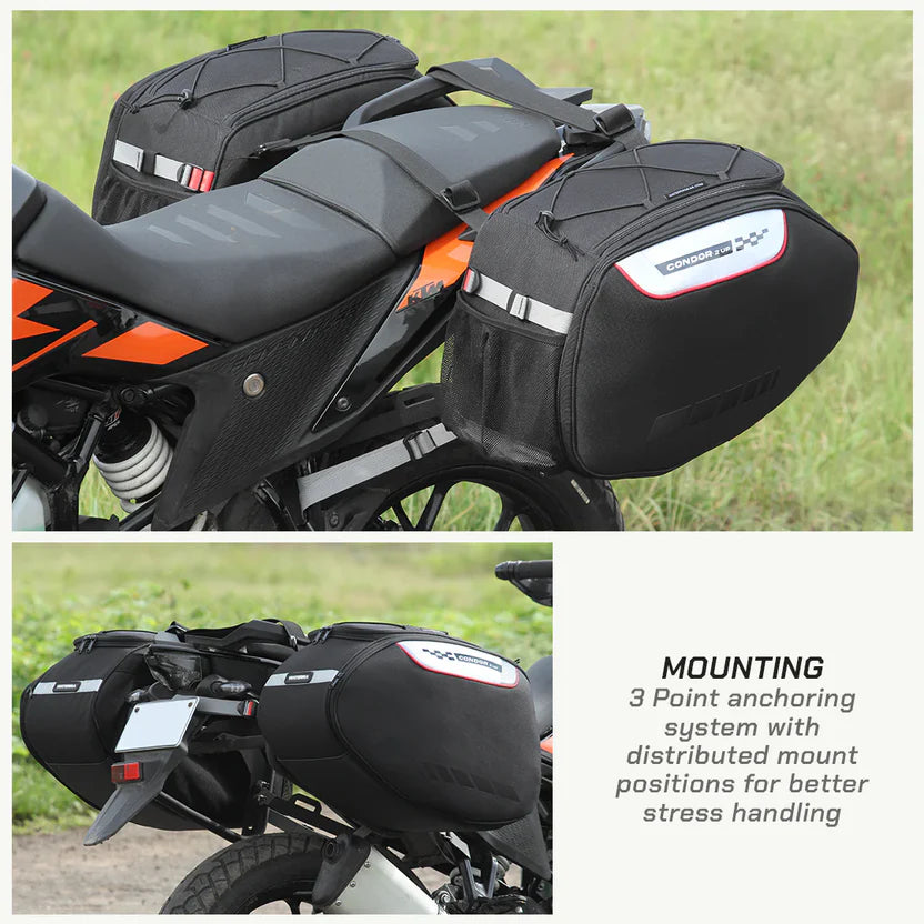 VIATERRA CONDOR 2UP - 100% WATERPROOF MOTORCYCLE SADDLE BAGS
