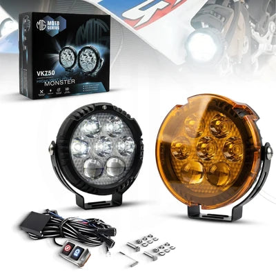 VK   750   WITH   HARNESS   7   LED   AUXILIARY   Fog   Light   60W   piece   Motorcycle   &   Car   Light   |   With   Switch   &   Wire   Harness   |   Universal   Fit   |   High   Brightness   |   Waterproof   (Pack   of   2)   (MGF3)