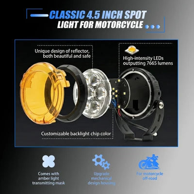 VK   750   WITH   HARNESS   7   LED   AUXILIARY   Fog   Light   60W   piece   Motorcycle   &   Car   Light   |   With   Switch   &   Wire   Harness   |   Universal   Fit   |   High   Brightness   |   Waterproof   (Pack   of   2)   (MGF3)