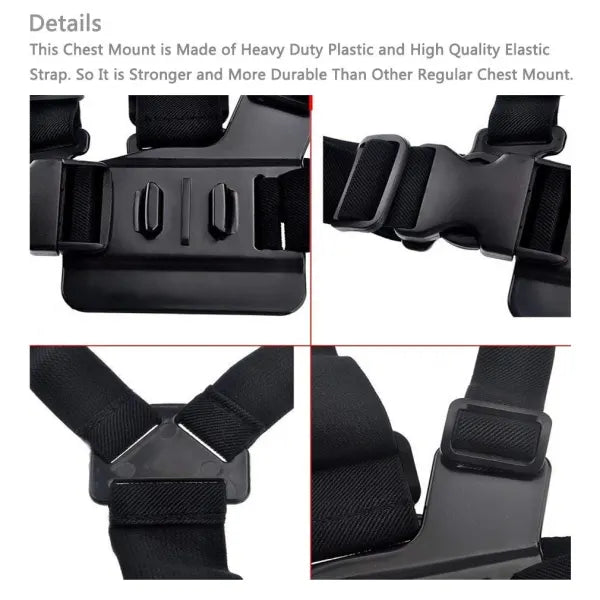 Adjustable Body Harness Chest Belt Strap Mount Accessory Compatible with GoPro Hero 13 12 11 10 9 8 7 6 5 4 3+ 3 SJcam Yi and Other Action Cameras