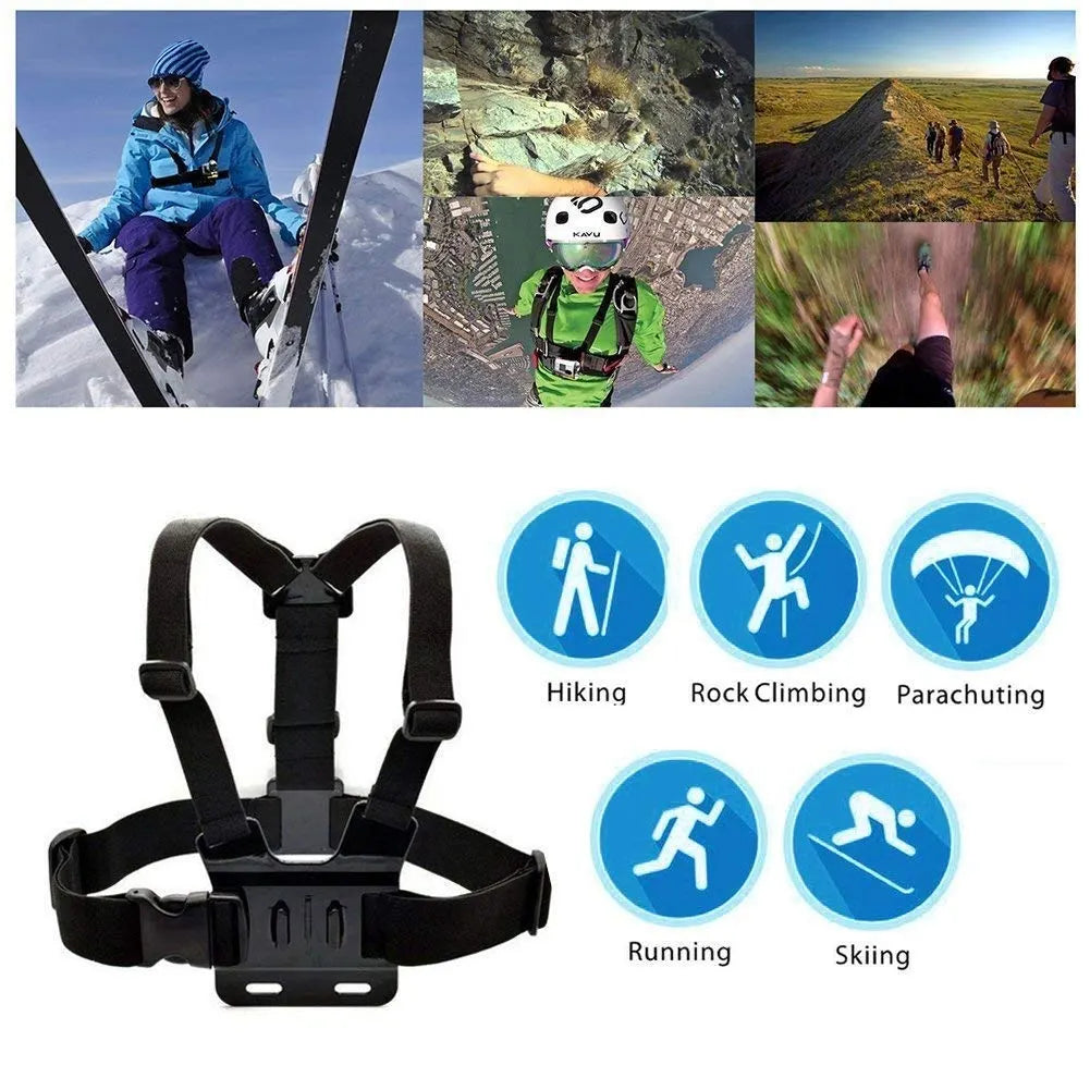 Adjustable Body Harness Chest Belt Strap Mount Accessory Compatible with GoPro Hero 13 12 11 10 9 8 7 6 5 4 3+ 3 SJcam Yi and Other Action Cameras