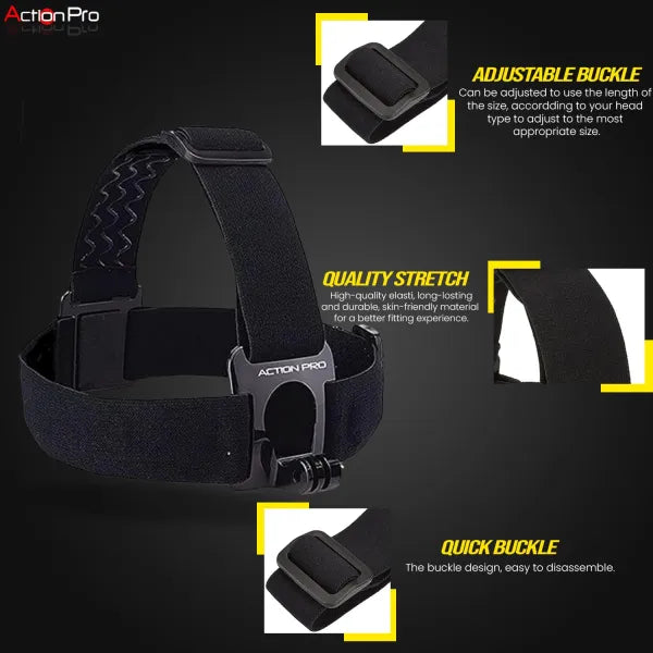 Head Strap Mount and Screw Compatible with GoPro-13/12/11/10/9/8/7/6/5/4/3+/3/SJCAM/Xiaomi/YI/Eken Action Camera