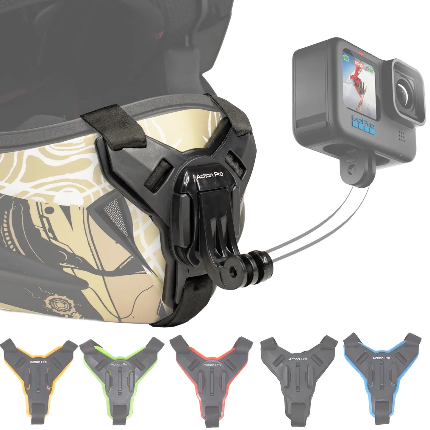 Helmet Chin Mount Strap with J Hook Compatible with All Smartphones and GoPro 13 12 11 10 9 8 7 5 4 | SJCAM | DJI Osmo | Insta 360 X4 X3 X2 & Other Action Cameras [Made in India] (Black)