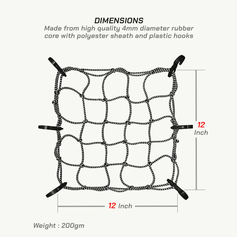 REFLECTIVE BUNGEE TIE DOWN NET (12″ X 12″) - VIATERRA